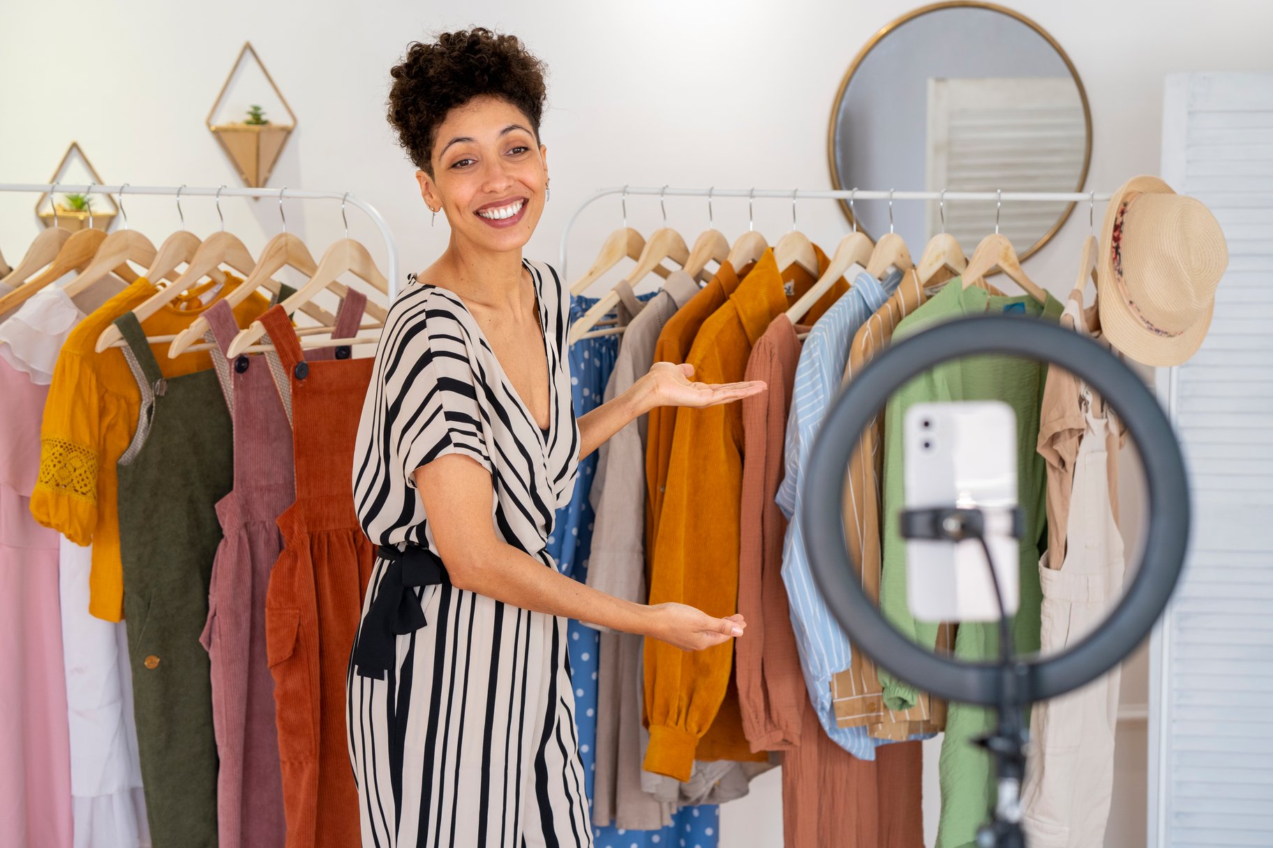 Girl hosting a Live Shopping for their TV Channel
